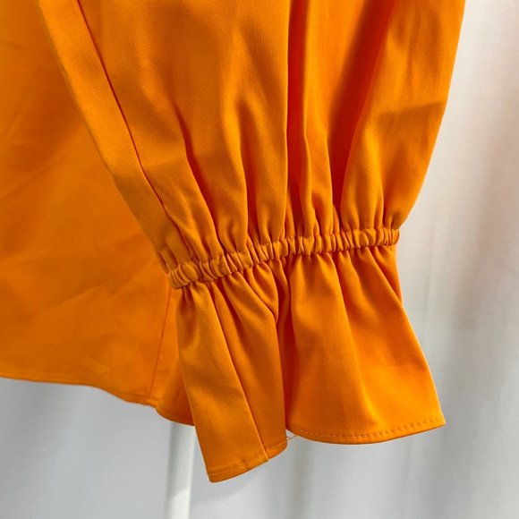 New INC Flared Cuff Button Down Shirt Relaxed Fit Tangerine Orange Size Medium - Picture 11 of 16